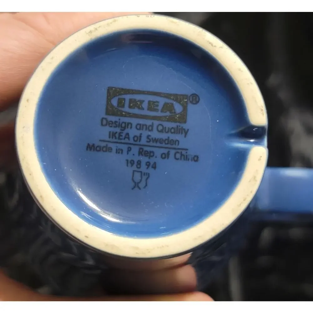 Lot Of 3 Blue Ikea Mugs Coffee Tea Sweden
